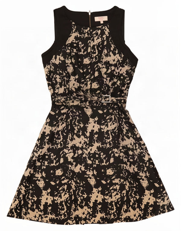 Next Petite robe trapèze sans manches pour femme UK 8 Petit imprimé animal noir