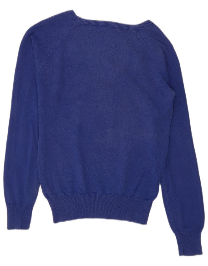 Zara Pull col V pour femme UK 10 Petit Bleu