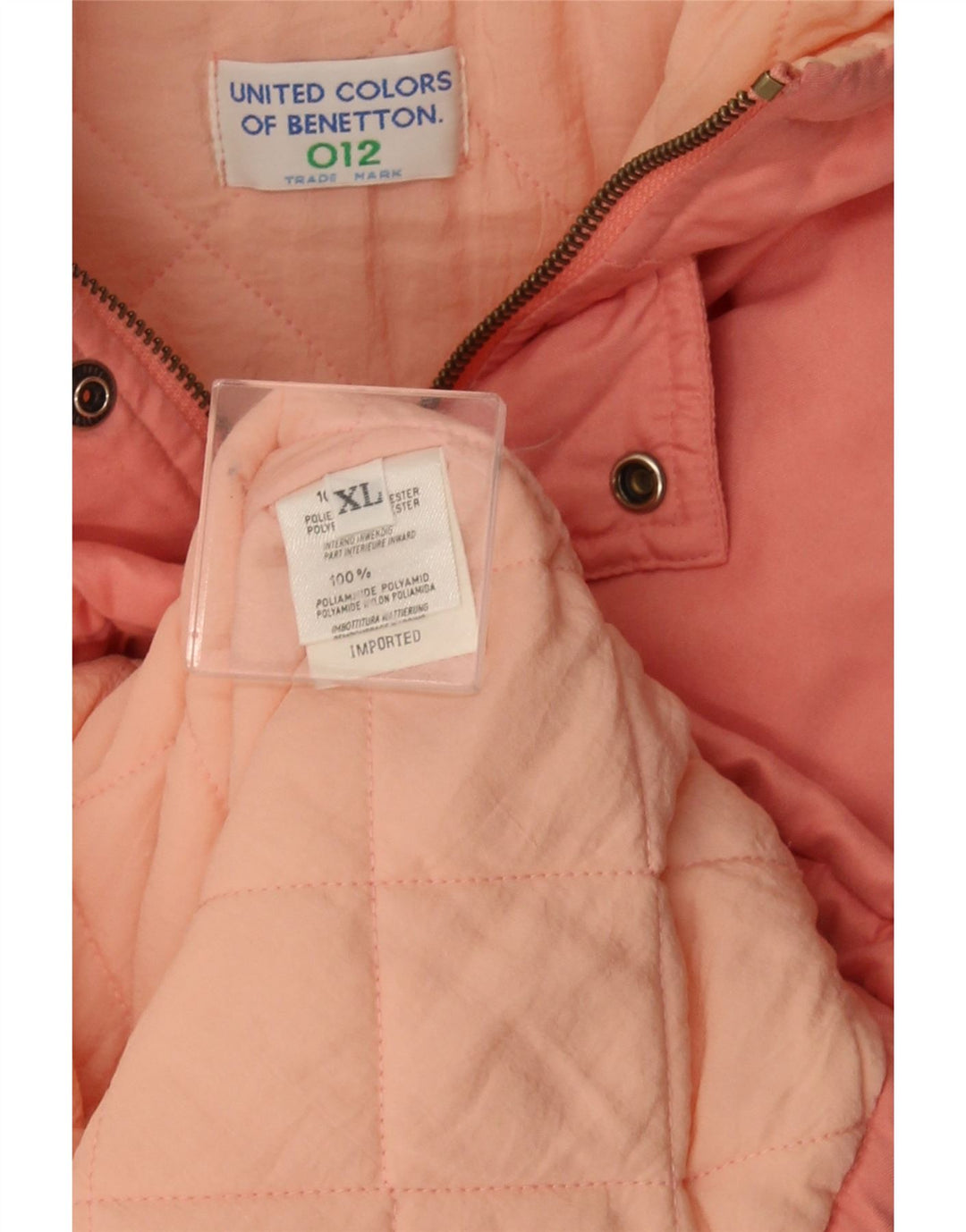 Benetton Veste matelassée à capuche pour femme UK 18 XL Rose Polyester