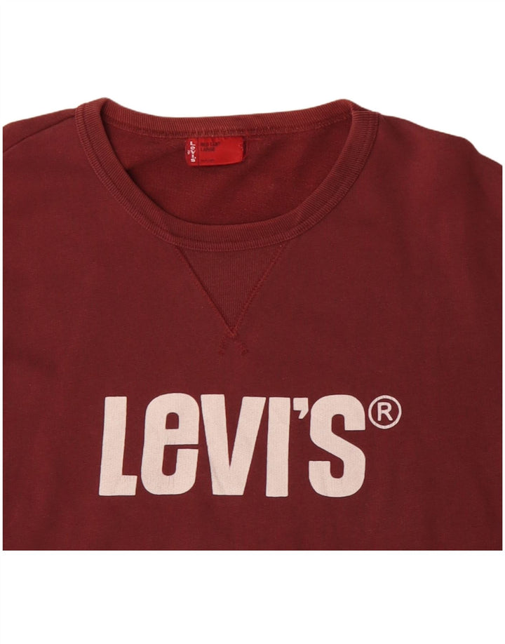 Levi's Graphic Sweatshirt Jumper Large Homme Bordeaux Coton