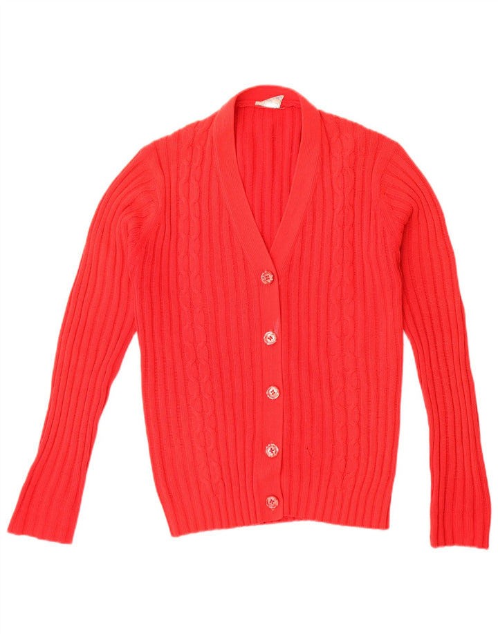 vintage Femme Cardigan Pull IT 42 Acrylique Rouge Moyen