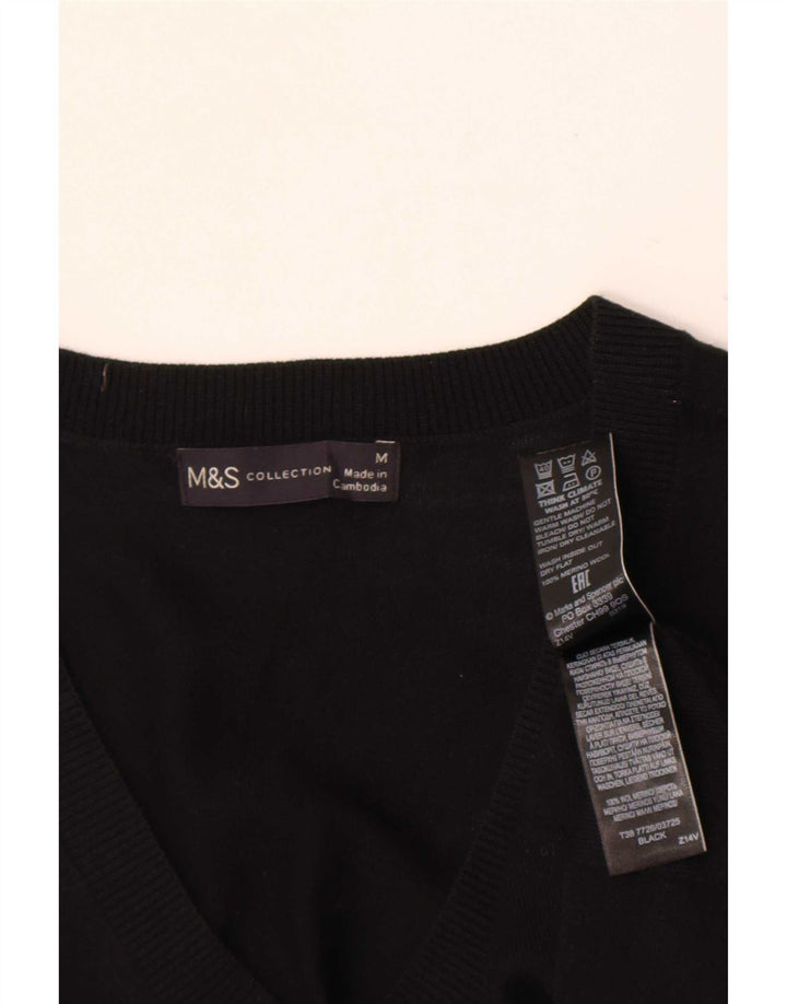 Marks & Spencer Pull col V pour homme en laine mérinos Noir moyen