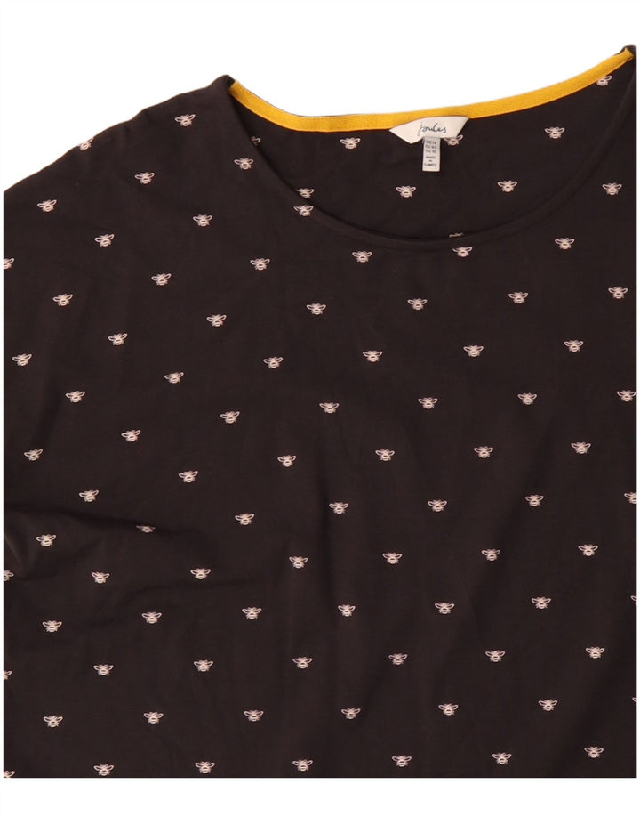 JOULES Robe t-shirt surdimensionnée à motif abstrait pour femme UK 14 Large Noir