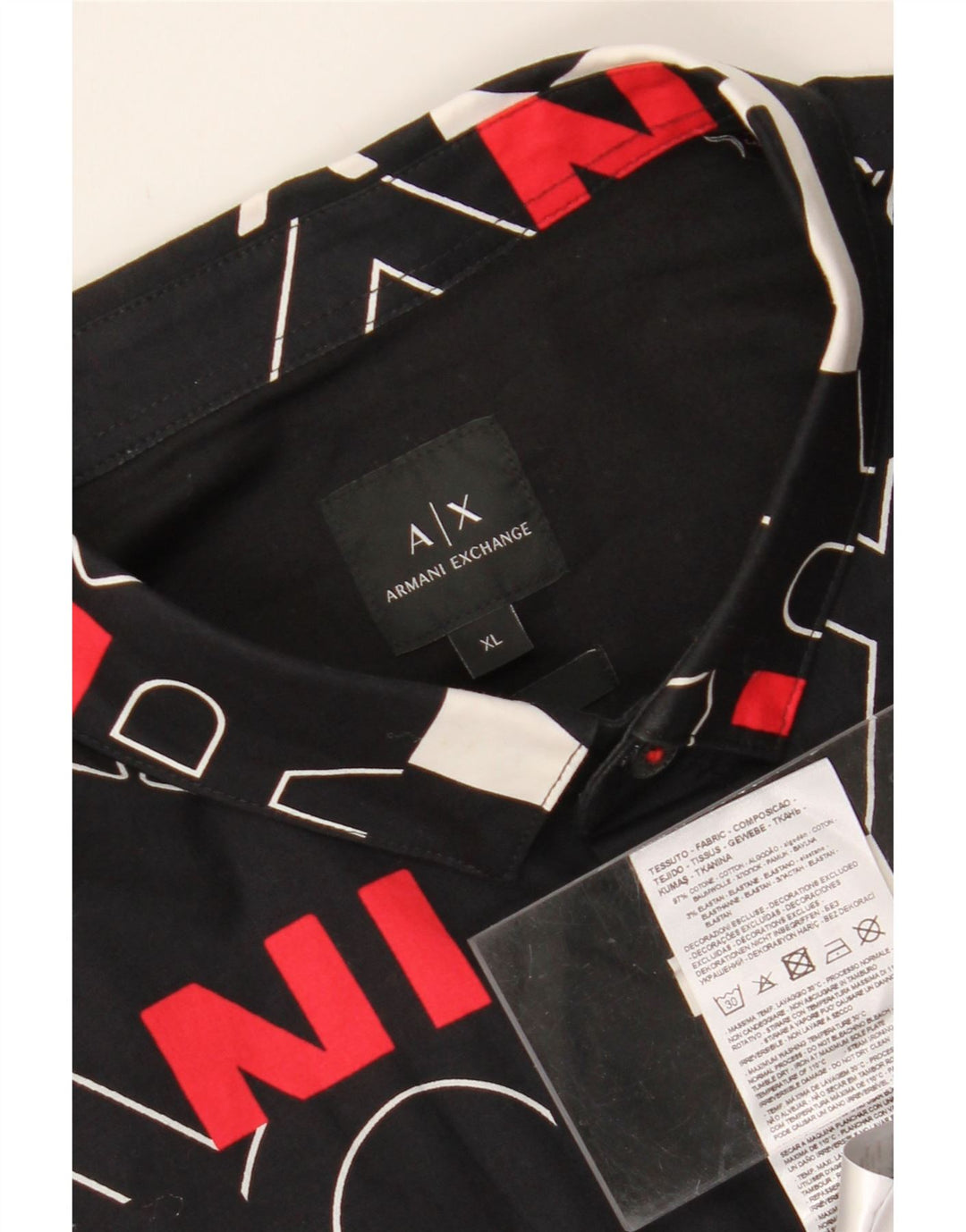 ARMANI EXCHANGE Chemise Graphique à Motif Abstrait Homme XL Noir Coton