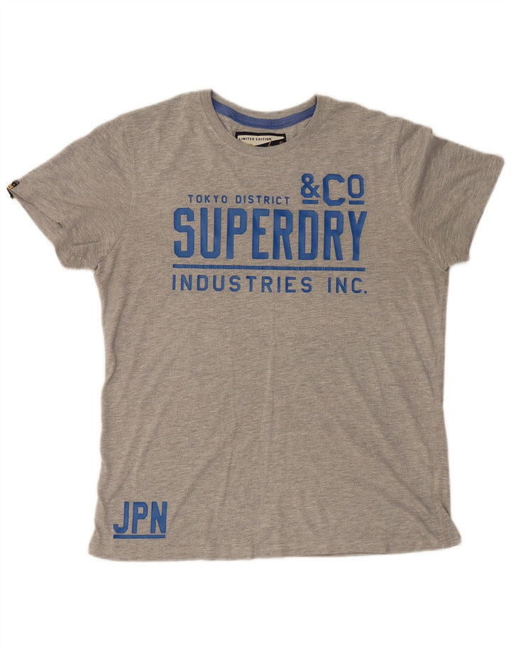 Superdry T-Shirt Graphique Top XL Gris Coton Homme