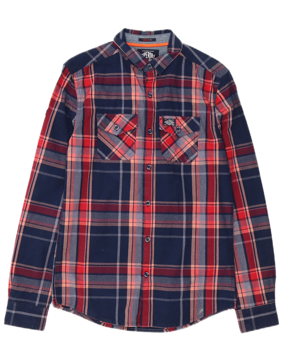 Superdry Chemise XS Bleu Marine Carreaux Coton Homme