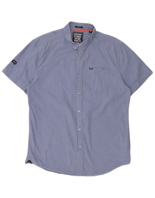 Superdry Chemise à manches courtes Regular Fit XL Bleu Coton Femme