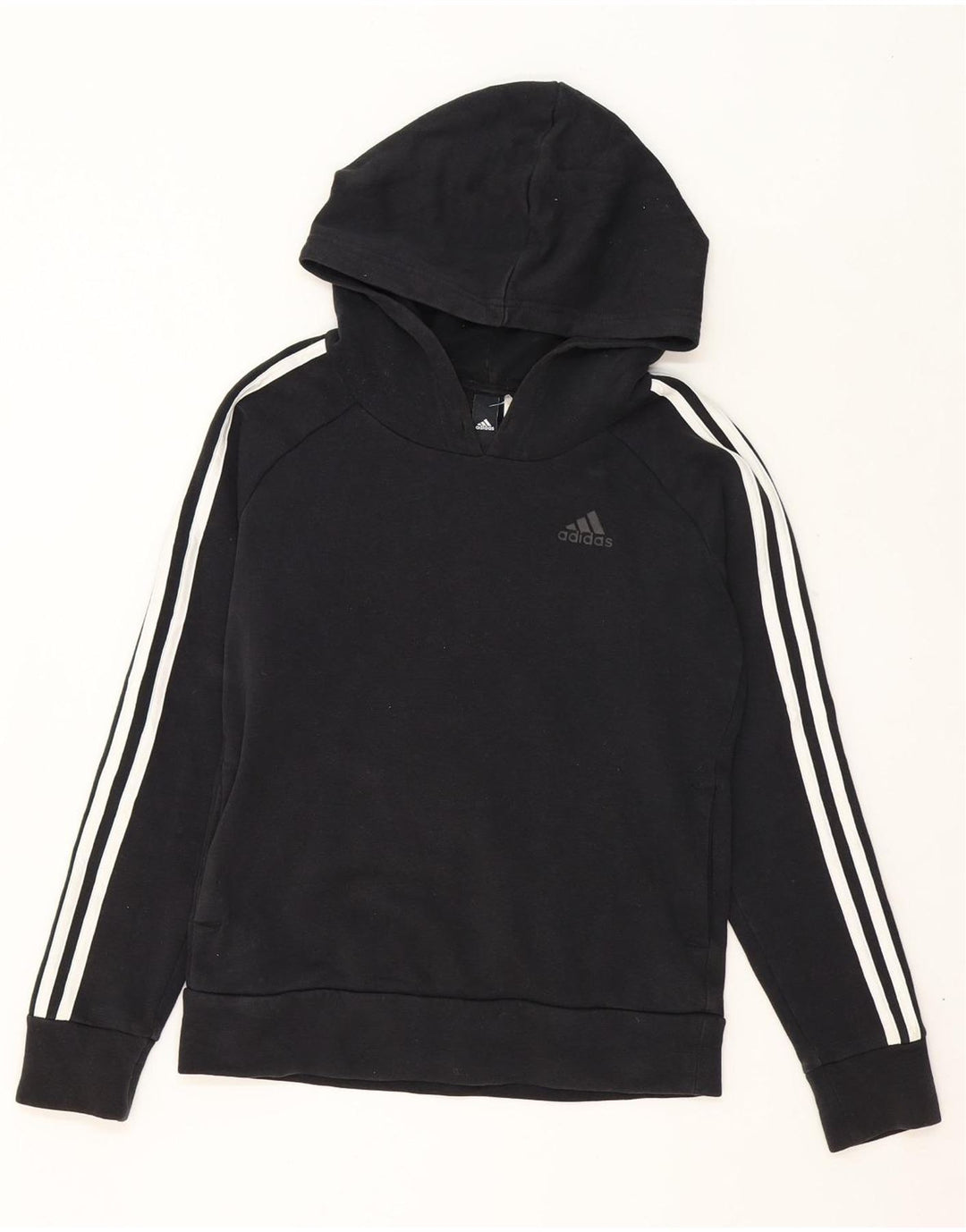 ADIDAS Boys Hoodie Jumper 11-12 Years Black Vintage Adidas and Second-Hand Adidas from Messina Hembry 