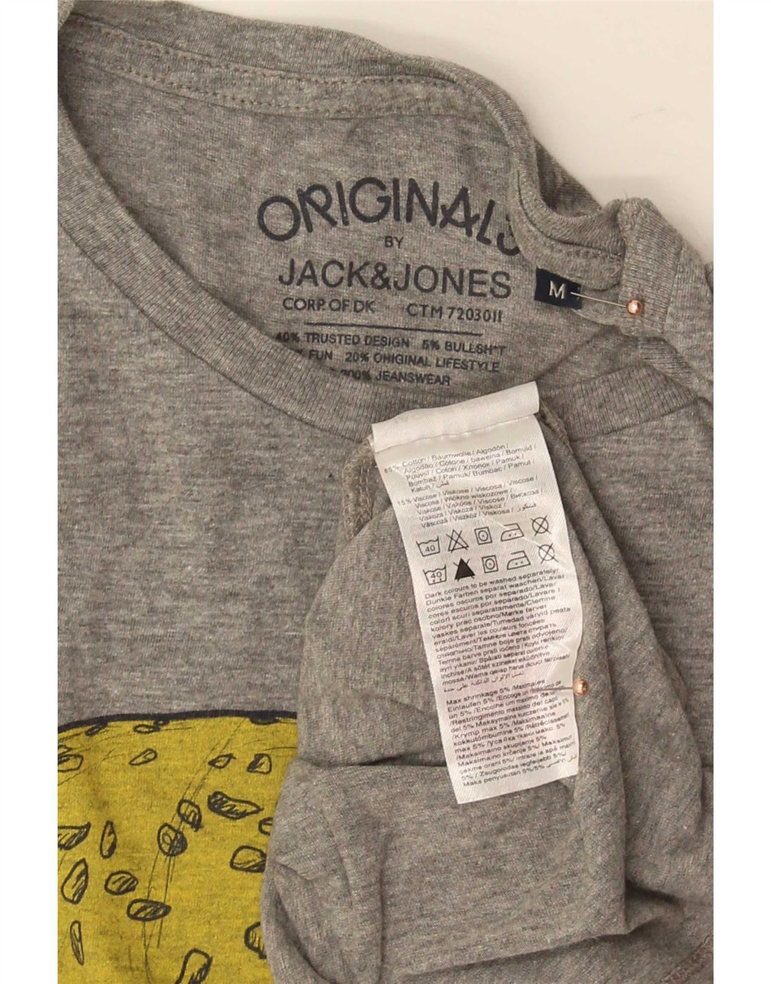 Jack & Jones T-Shirt Graphique Homme Gris Moyen Coton