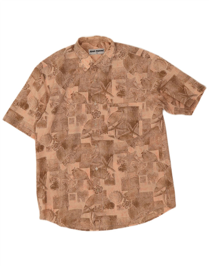 Jean Pierre Chemise à manches courtes pour homme Marron moyen géométrique