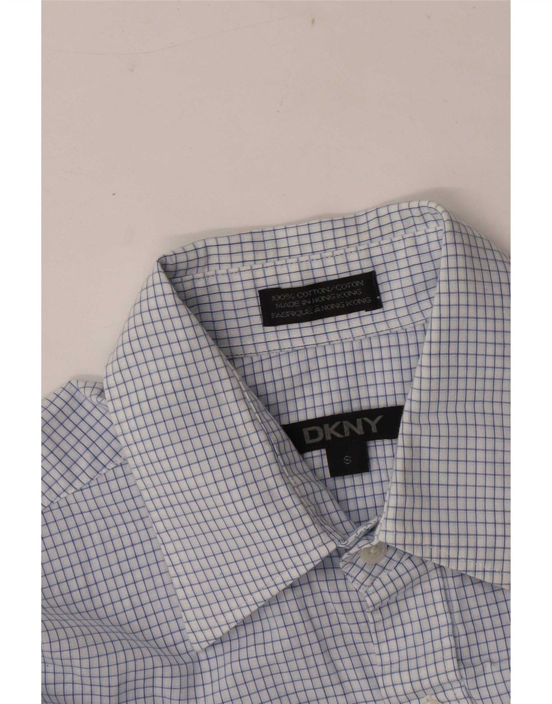 Dkny Chemise Homme Petit Carreau Bleu Coton