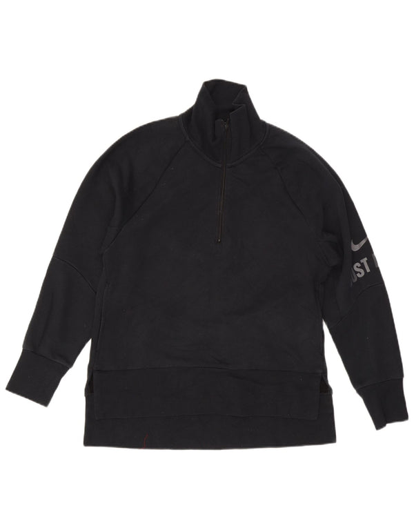 Nike Dri Fit Graphic Sweat-shirt à col zippé pour femme UK 6 XS Noir Coton