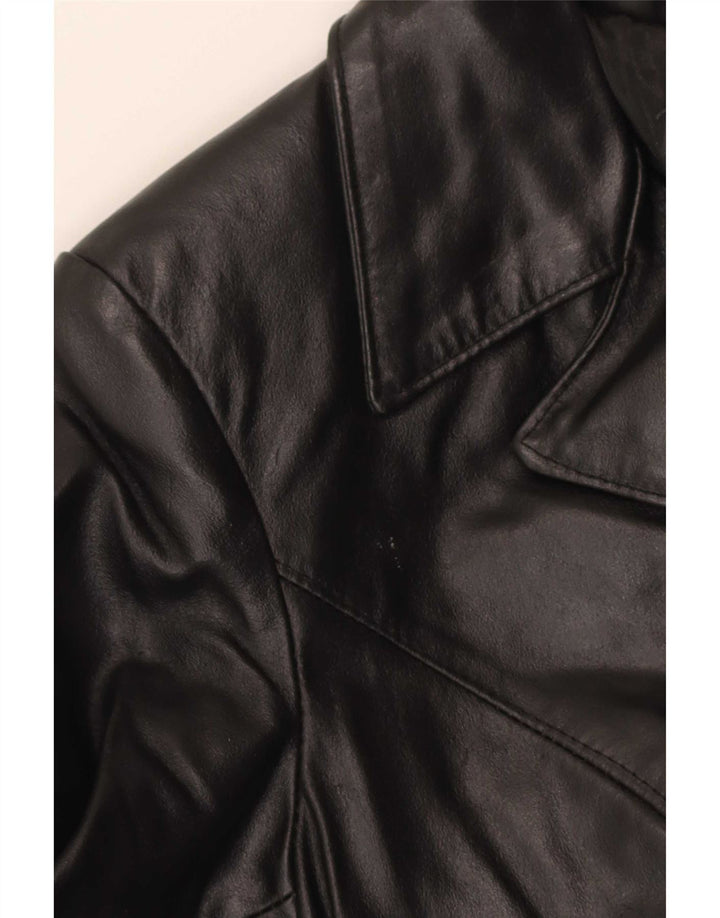 manteau en cuir femme vintage IT 42 Cuir noir moyen