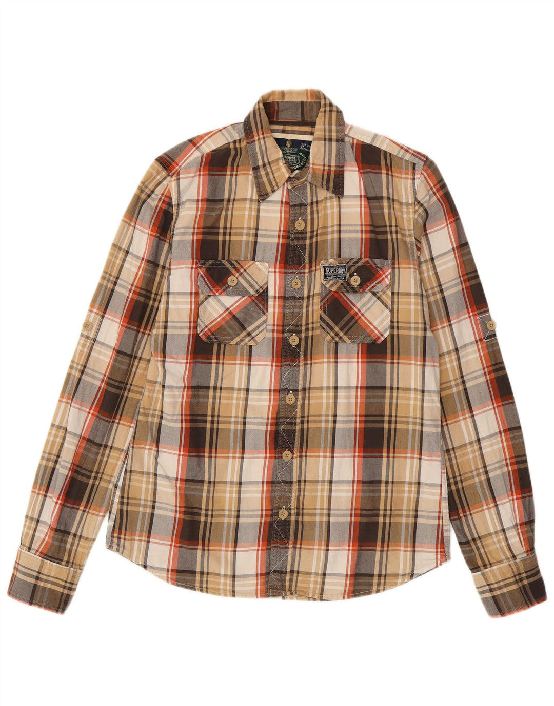 SUPERDRY Chemise Flanelle Homme Grand Carreau Marron Coton