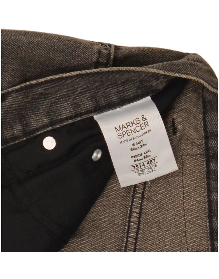 Marks & Spencer Jean droit Blue Harbor homme W34 L26 coton gris