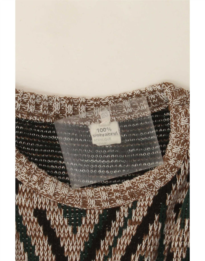 vintage Mens Crew Neck Jumper Sweater IT 52 Grand Multicolore Géométrique
