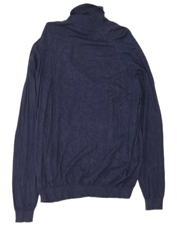 Zara Pull Slim Fit Col Roulé Homme XL Bleu Marine Viscose