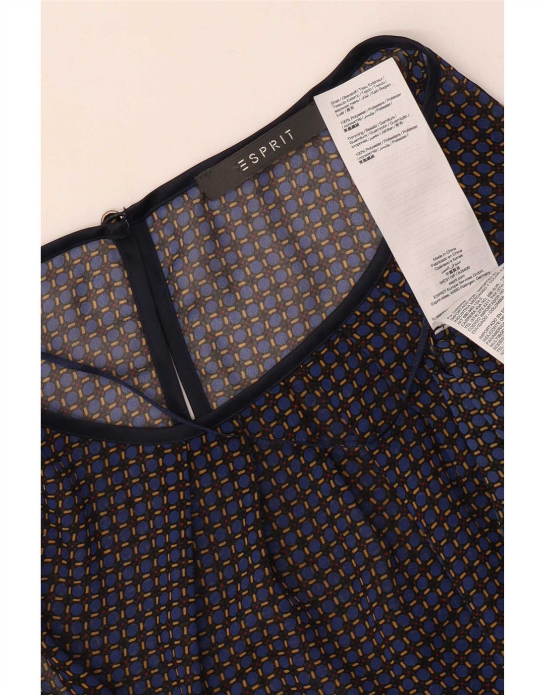 Esprit Chemisier sans manches pour femme UK 12 Bleu marine moyen à carreaux en polyester