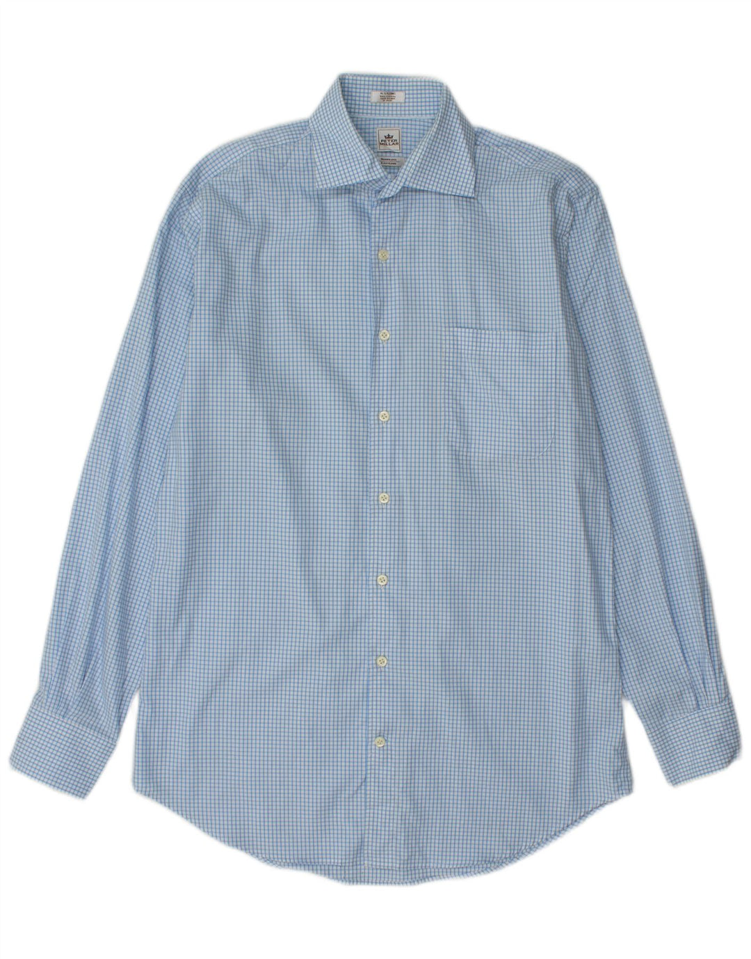 PETER MILLAR Chemise longue homme taille 15 5 coton vichy bleu moyen