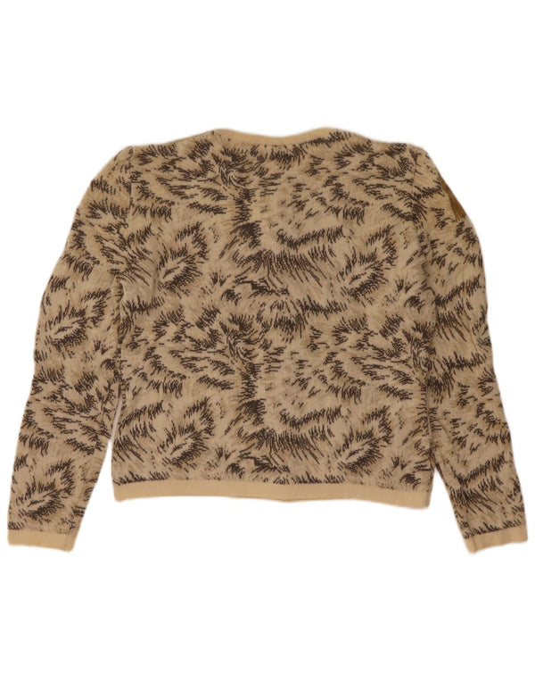 Roccobarocco Pull Cardigan à Motif Abstrait pour Femme UK 8 Petit Beige