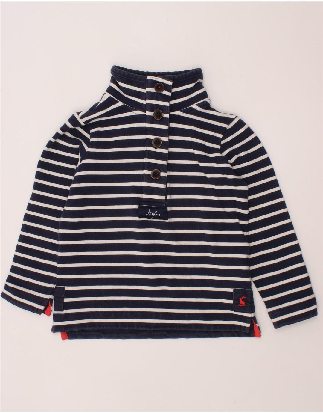 JOULES Sweat-shirt col boutonné fille 3-4 ans bleu marine rayé