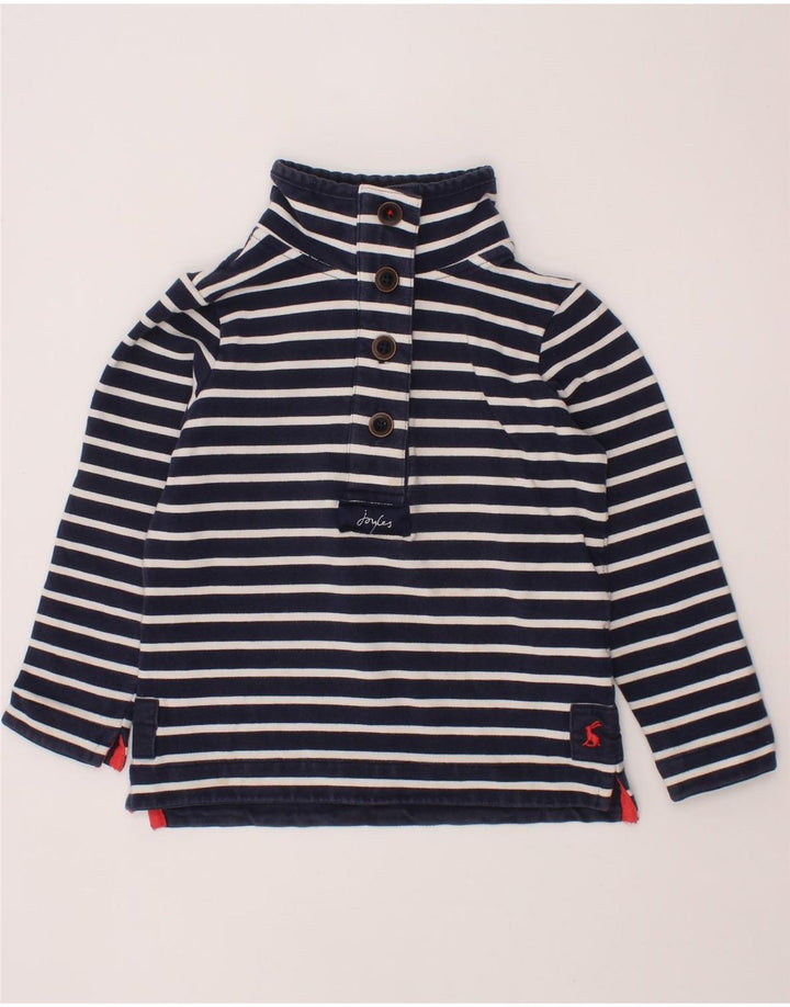 JOULES Sweat-shirt col boutonné fille 3-4 ans bleu marine rayé