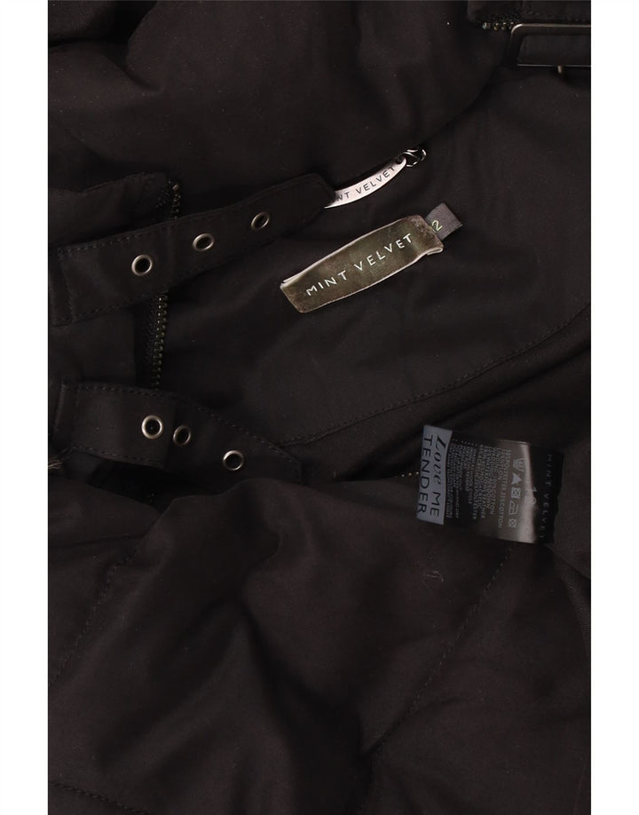 MINT VELVET Gilet rembourré à capuche pour femme UK 12 Medium Noir Polyester