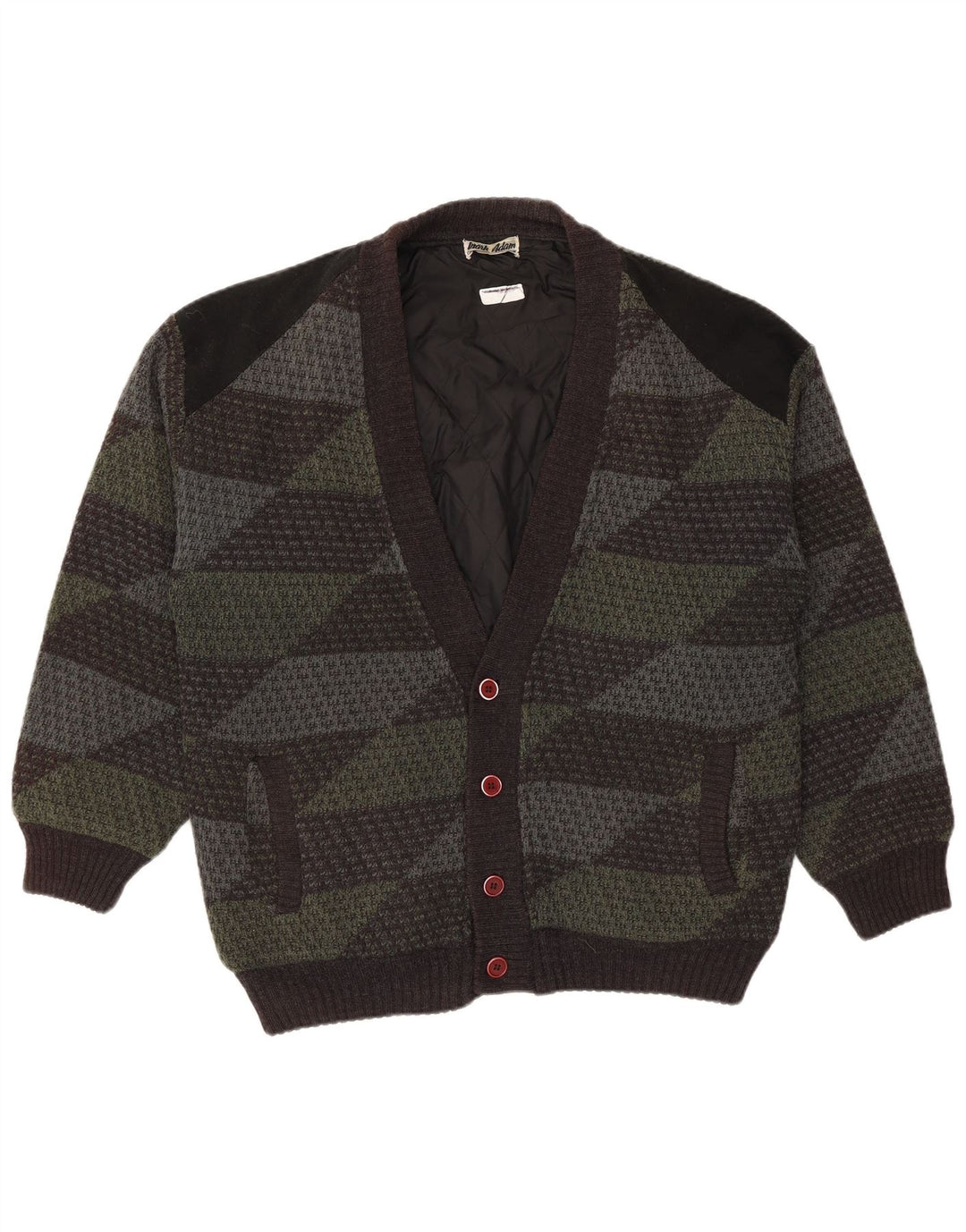 Mark Adam Pull Cardigan Homme IT 48/50 Polyacrylique Géométrique Vert Moyen