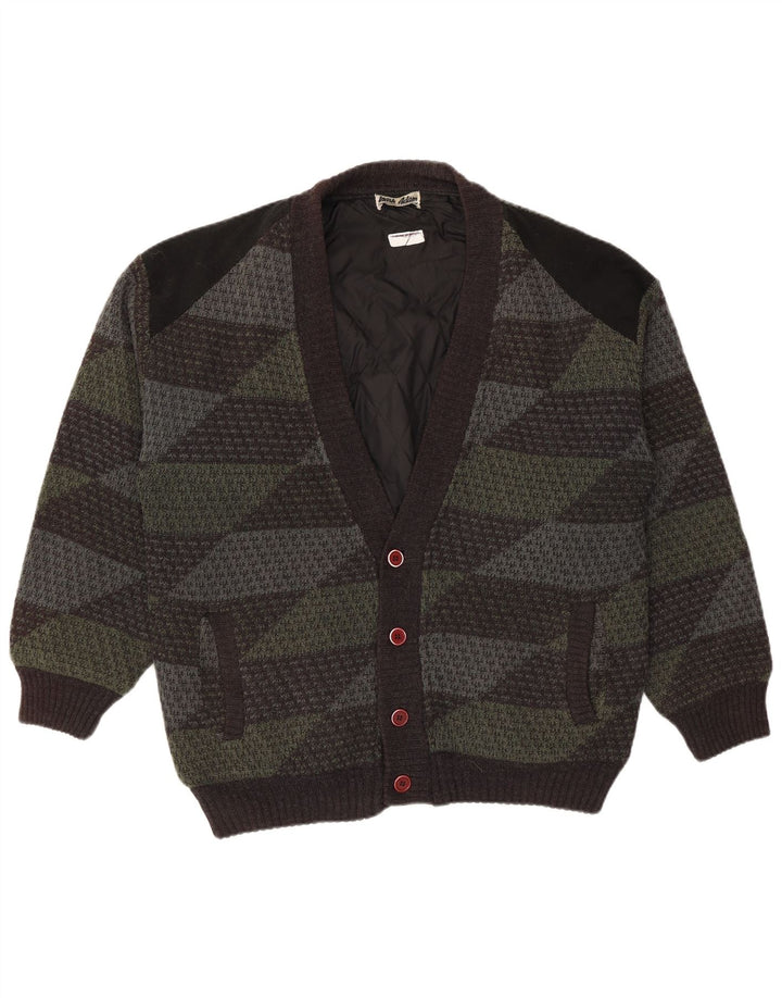 Mark Adam Pull Cardigan Homme IT 48/50 Polyacrylique Géométrique Vert Moyen