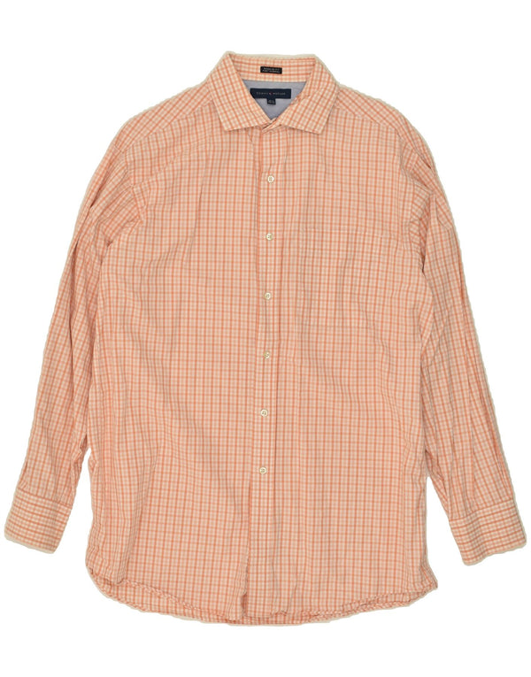 TOMMY HILFIGER Mens Regular Fit Shirt Size 15 1/2 Medium Orange Check
