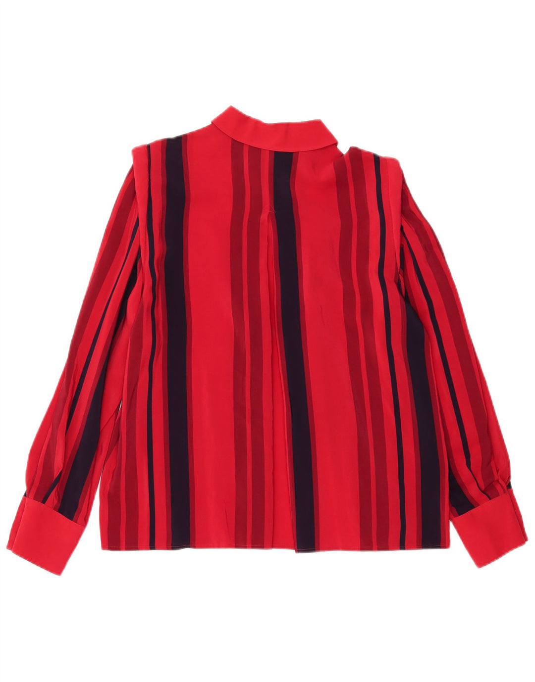 vintage Femme Chemise Blouse UK 14 Grand Rouge Rayé