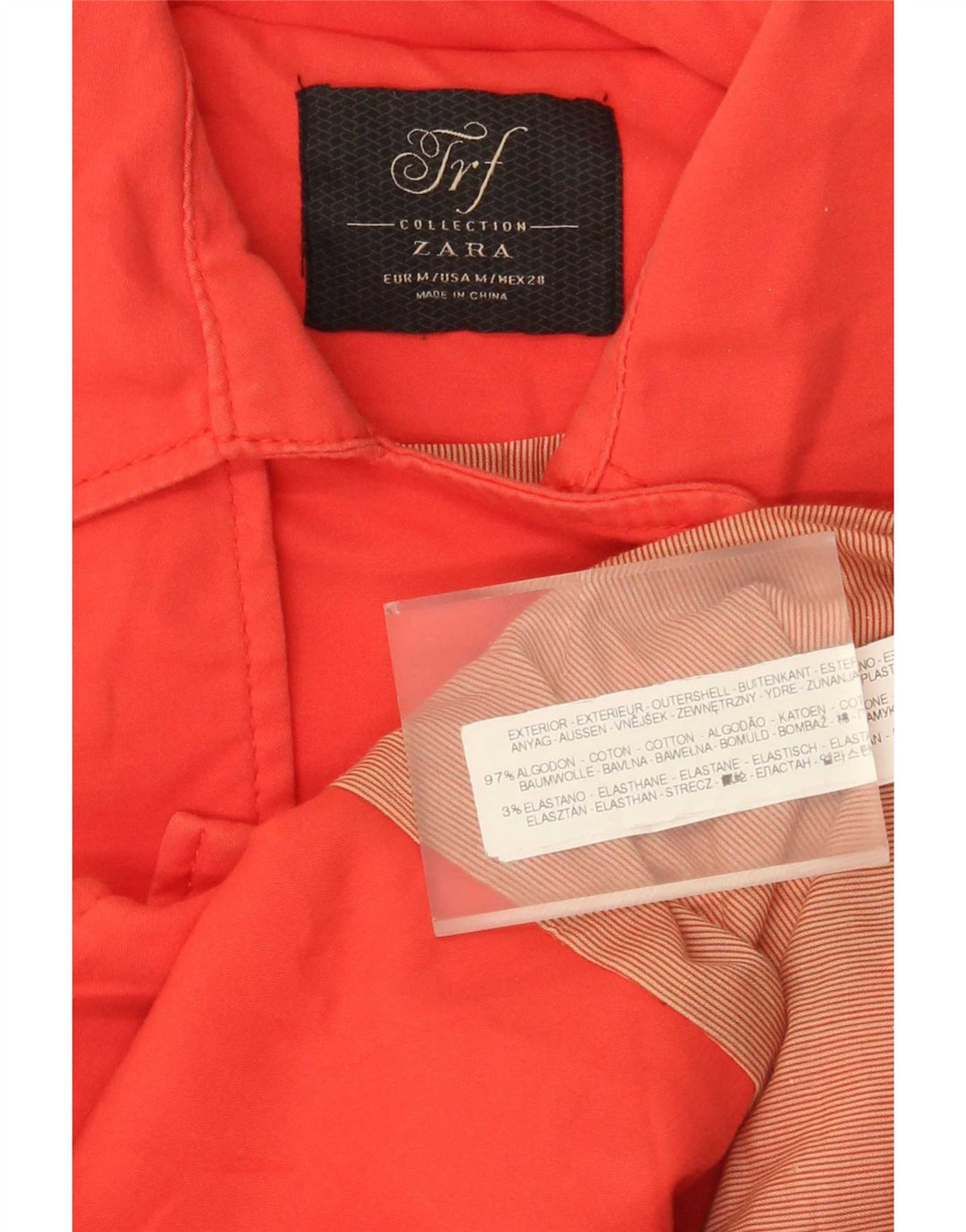 Zara Femme Trench Court UK 12 Coton Orange Moyen