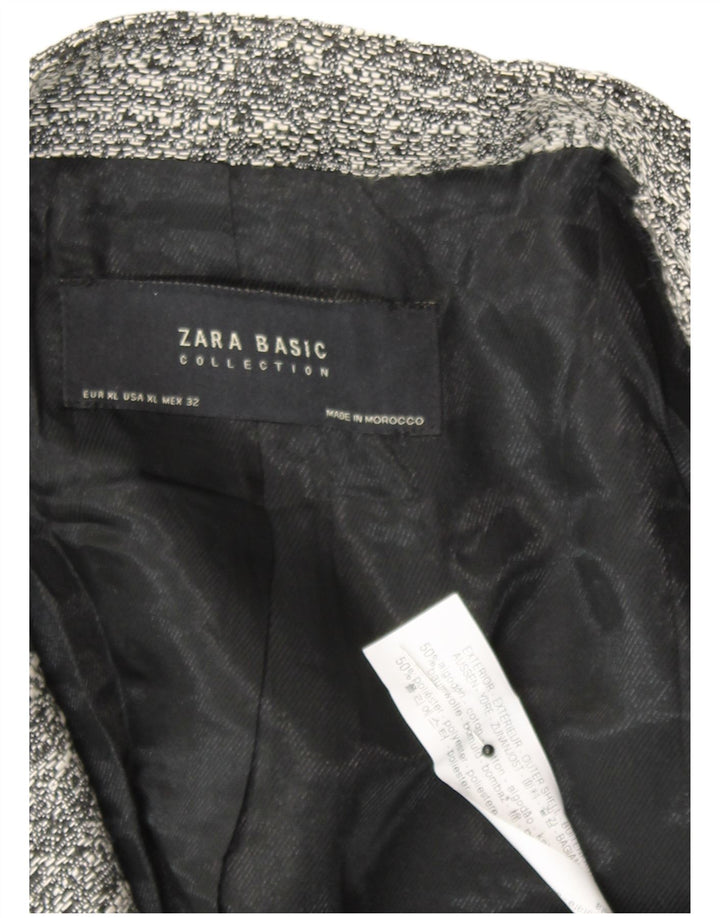 Zara Femme Pardessus UK 18 XL Gris Moucheté Coton