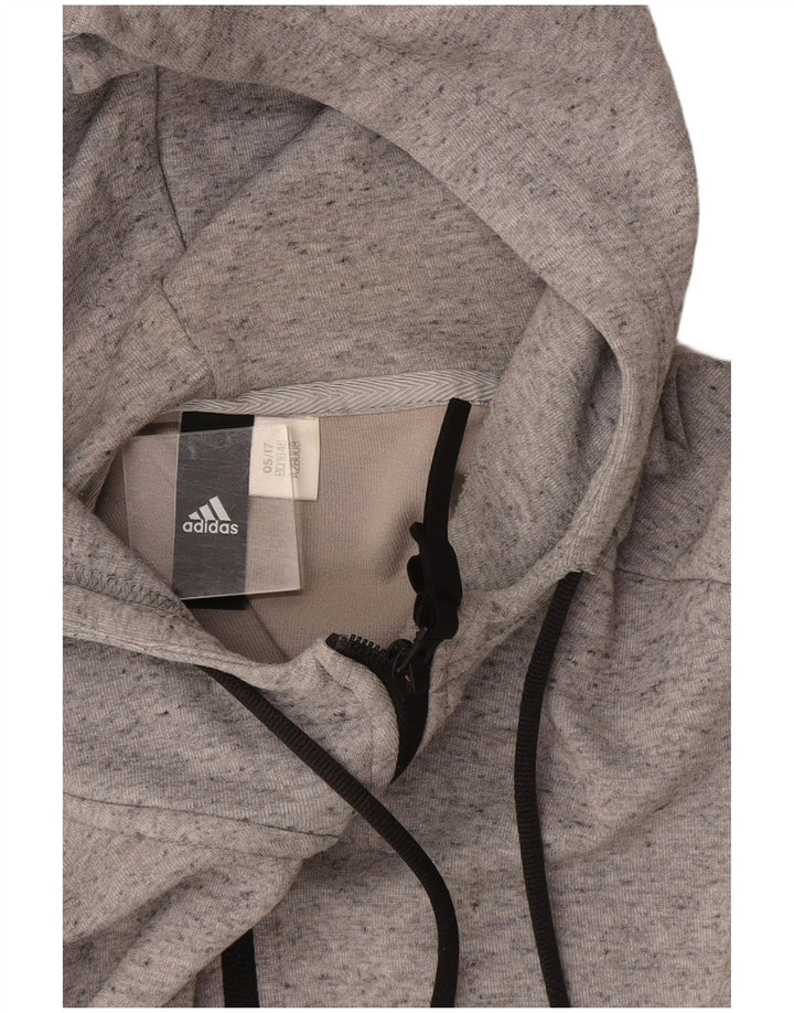 Adidas Pull à capuche zippé graphique pour homme Gris moyen moucheté