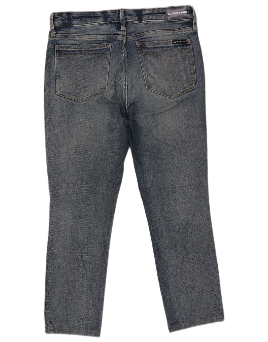 CALVIN KLEIN Jean Slim Court Déchiré Homme W30 L25 Bleu