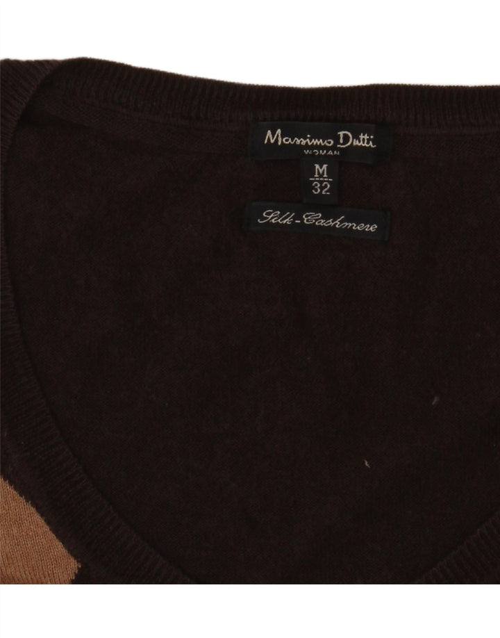 Massimo Dutti Pull col V pour femme UK 14 Marron moyen