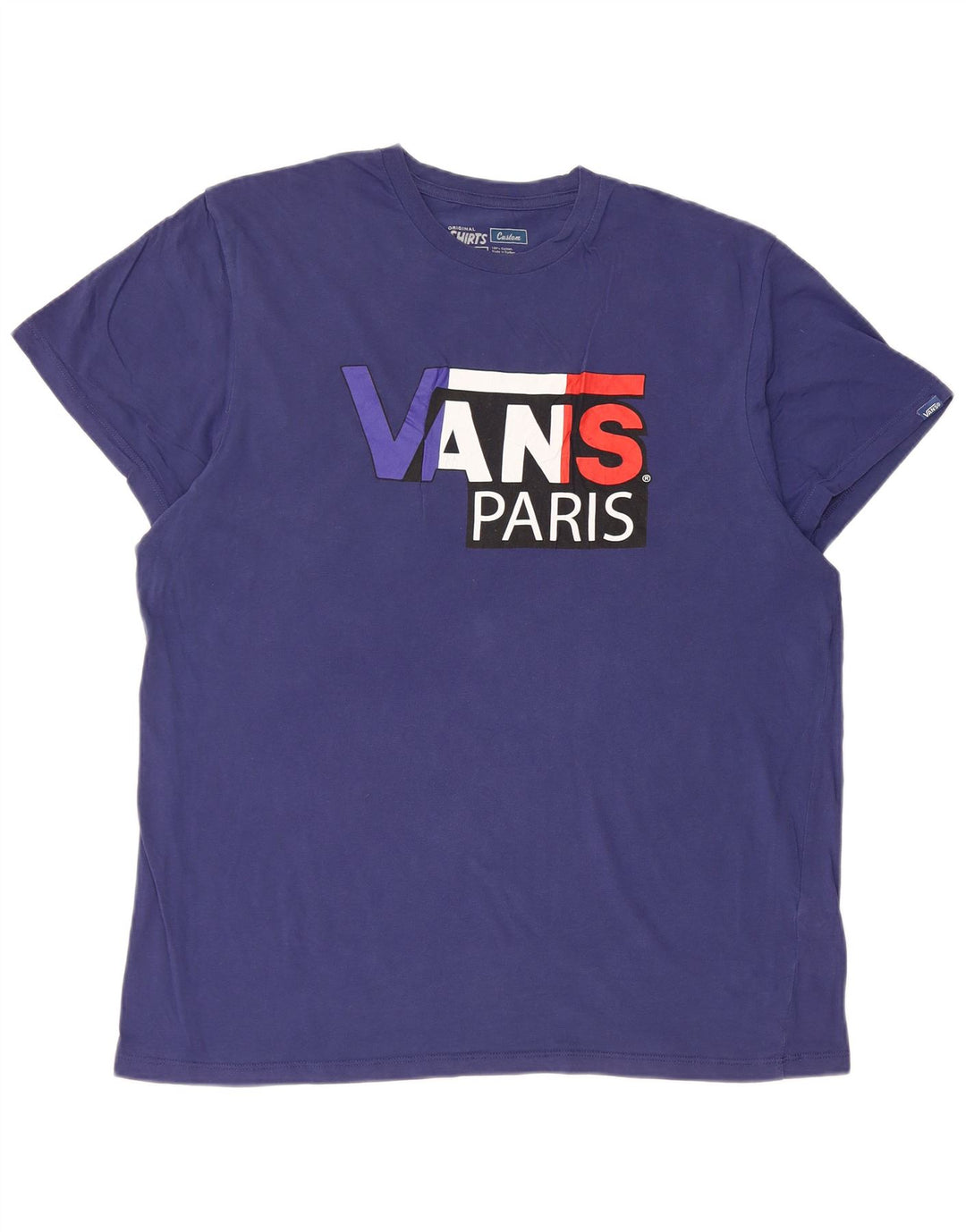 VANS T-shirt graphique ajusté sur mesure pour homme XL en coton bleu