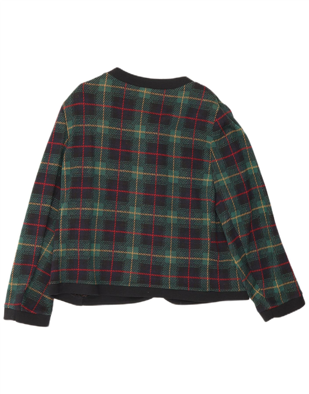 Les Lunis Veste Blazer 5 Boutons Femme UK 14 Laine à Carreaux Vert Moyen