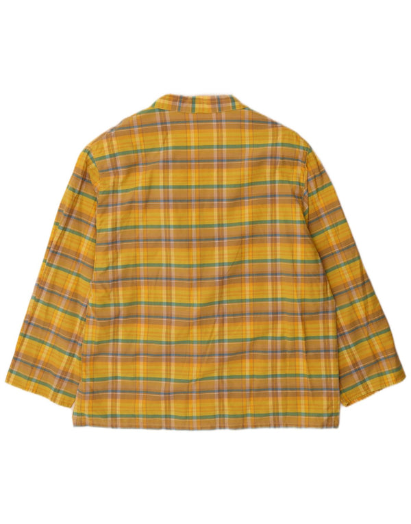 vintage Femmes 2 Bouton Veste Blazer Surdimensionnée UK 14 Medium Yellow Check