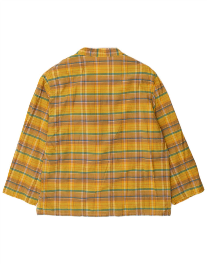 vintage Femmes 2 Bouton Veste Blazer Surdimensionnée UK 14 Medium Yellow Check