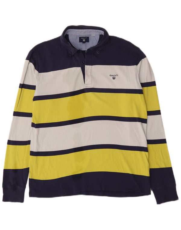 Gant Polo Rugby à Manches Longues Homme en Coton Rayé Multicolore Moyen