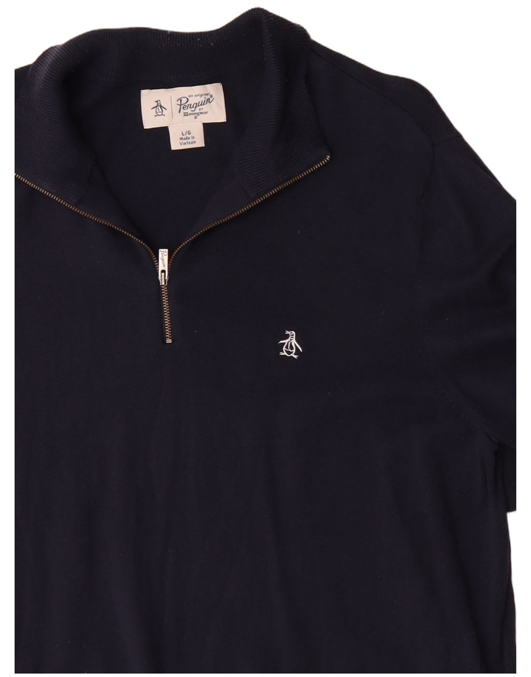 Penguin Pull à col zippé pour homme en coton bleu marine Taille L