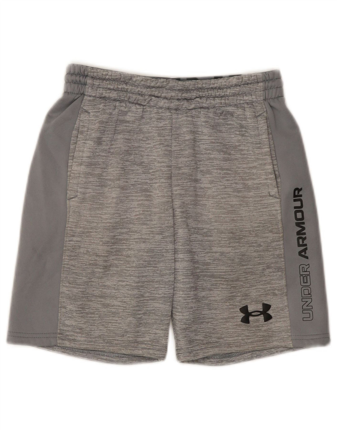 Under Armour Short de Sport Graphique Garçon 9-10 Ans Gris Moyen Moucheté