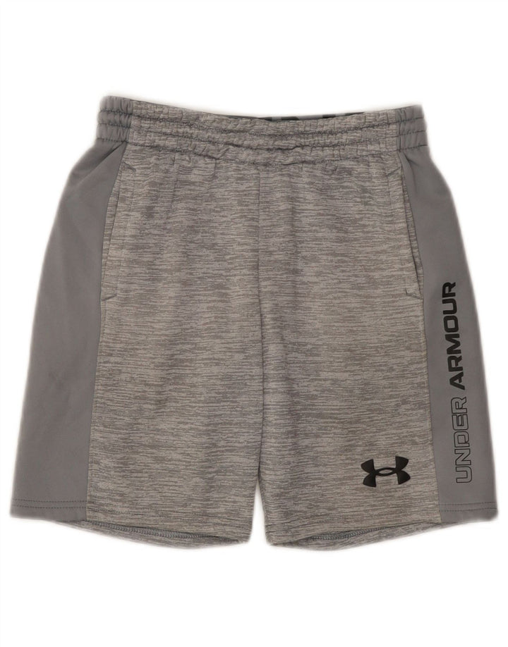 Under Armour Short de Sport Graphique Garçon 9-10 Ans Gris Moyen Moucheté