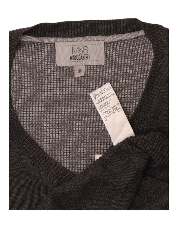 Marks & Spencer Pull coupe classique à col en V pour homme Gris moyen moucheté