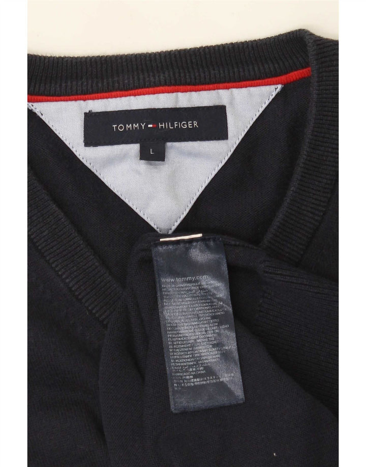 Tommy Hilfiger Pull coupe classique à col en V pour homme, grand bleu marine