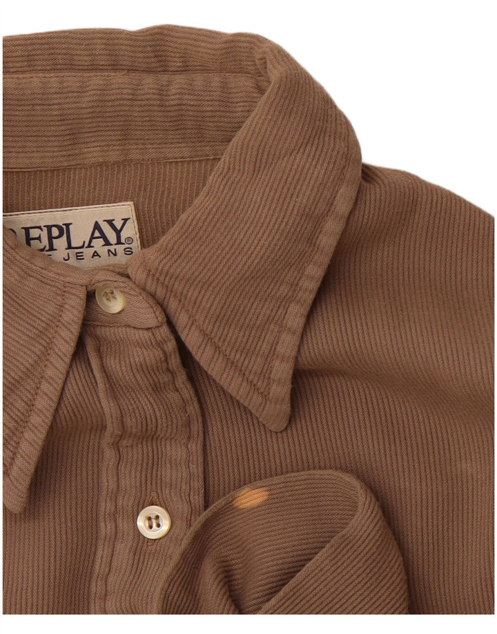 REPLAY Chemise Femme UK 12 Marron Moyen