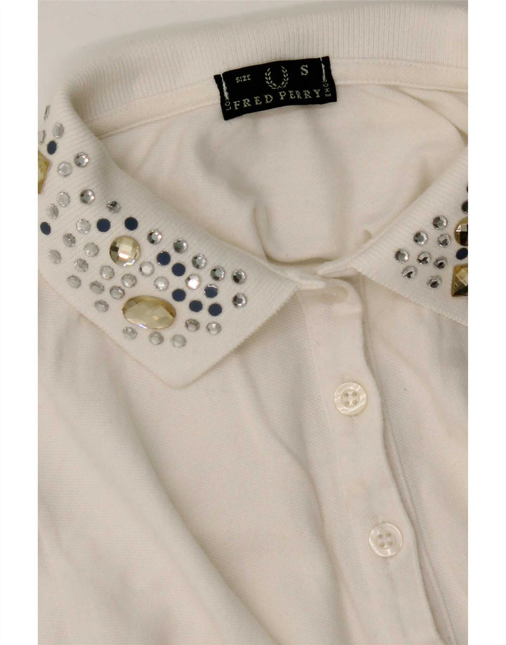 Fred Perry Polo Femme UK 10 Petit Blanc