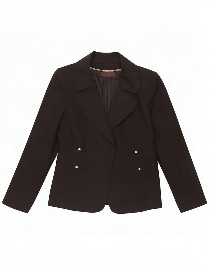 Zara Femme Veste Blazer EU 42 Grand Coton Noir