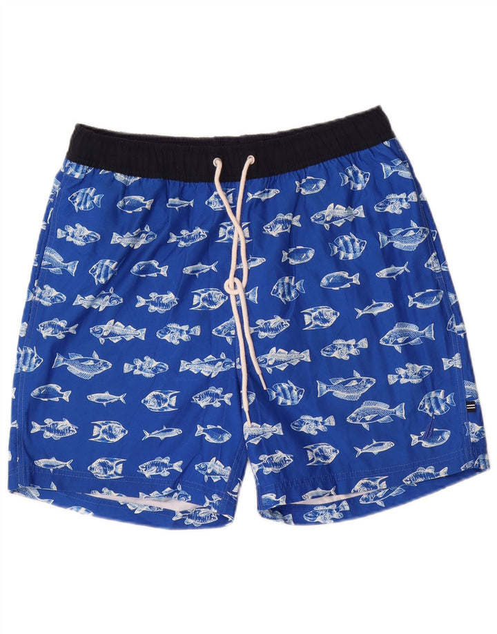 NAUTICA Short de Bain Homme Motif Abstrait Polyester Bleu Moyen